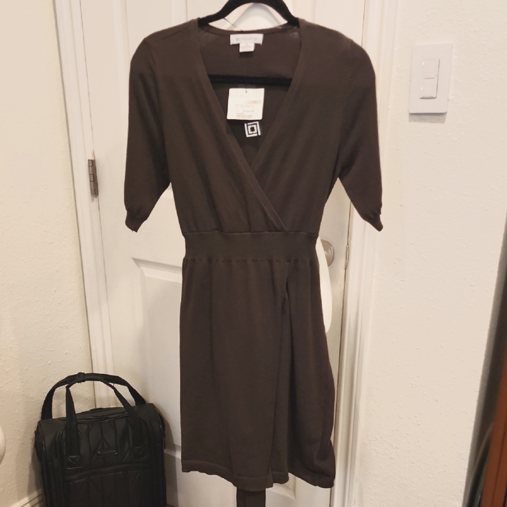 NWT Liz Claiborne Elegant Dark Green Faux Wrap Dress Sz S